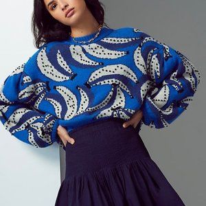 Farm Rio Beaded Banana Flowers Sweater